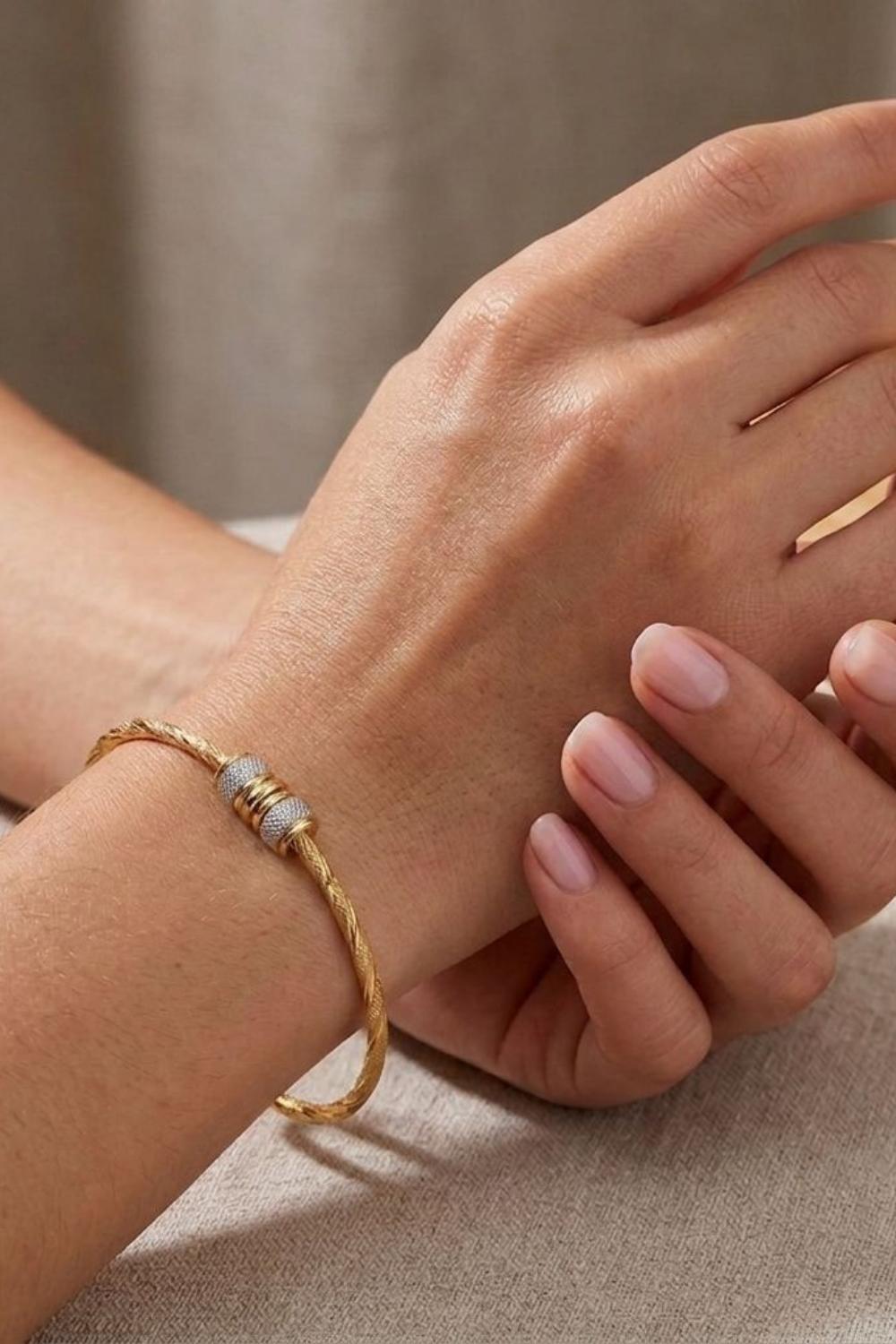 Gold Dual-Tone Twisted Cable Cuff Bracelet, Image 1 of 2