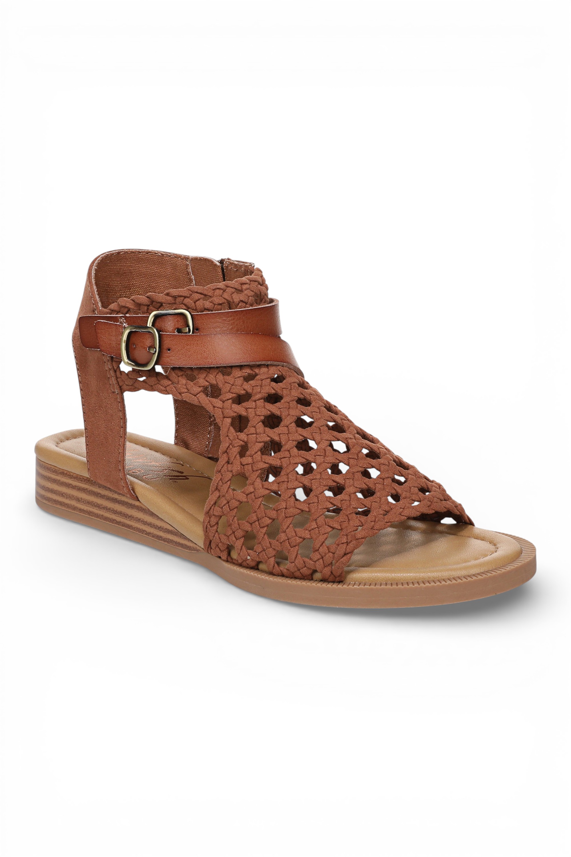 Brown Blowfish Malibu Brown Womens "Anuella" Weave Micro Wedge Sandals, Image 3 of 6