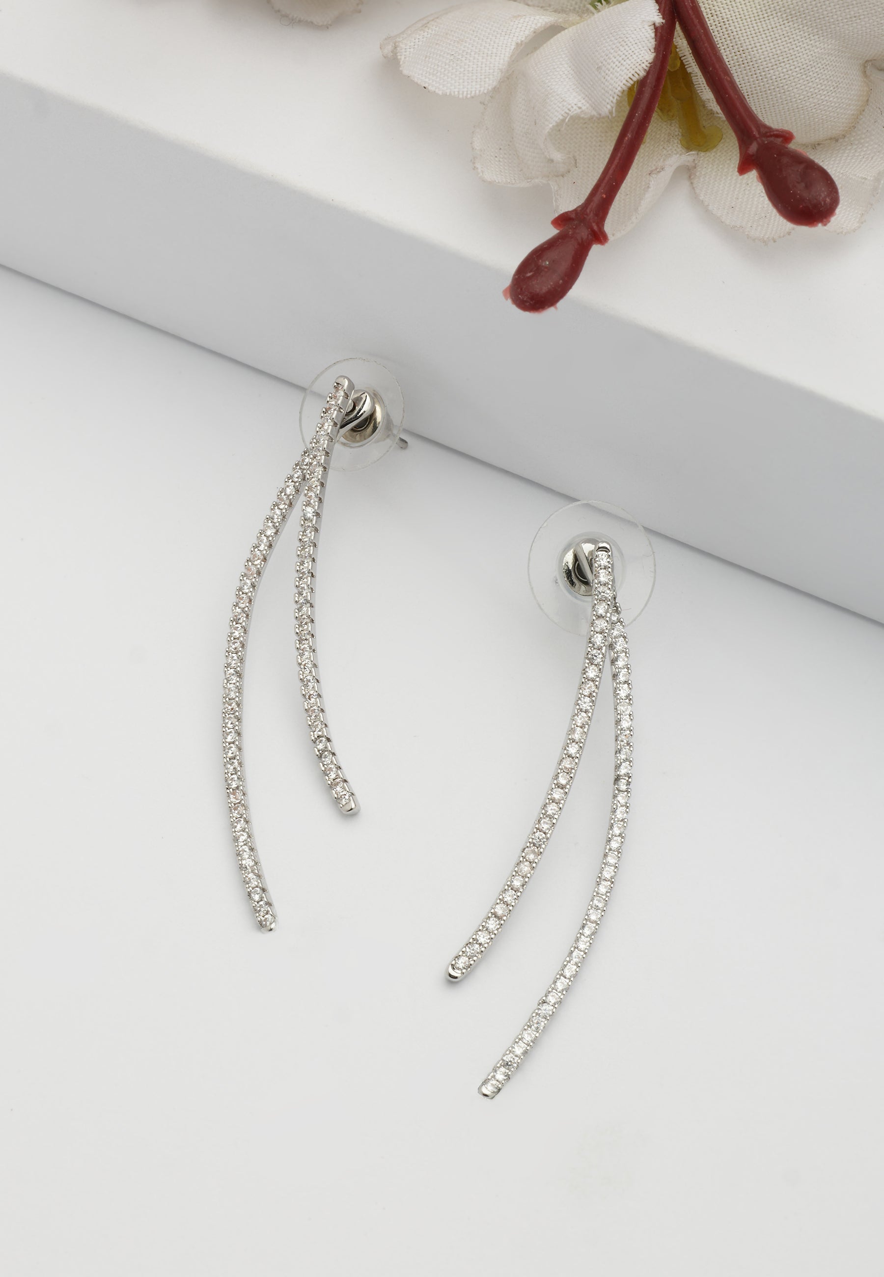 Silver Shimmering Rays Earrings, Image 2 of 5