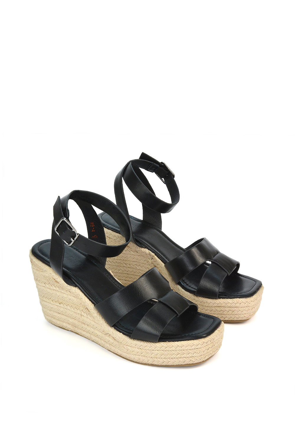 Black 'Kala' Espadrille Strappy Platform Wedge Heel Sandals With Ankle Strap, Image 4 of 6