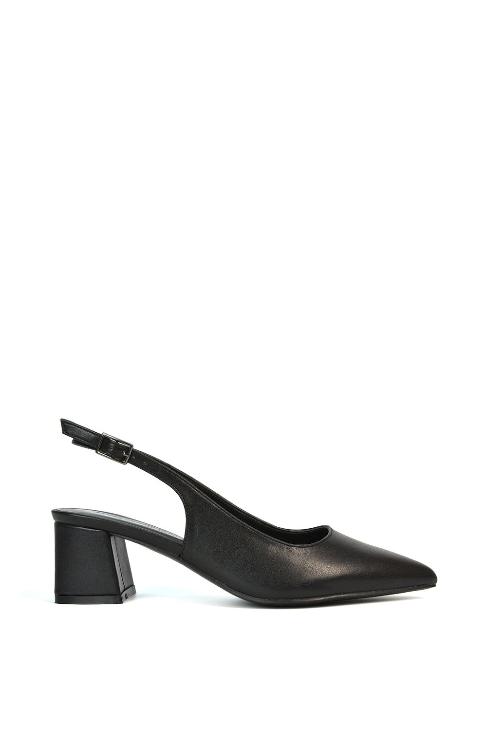Black 'Devon' Court Shoe Block Heels With Slingback