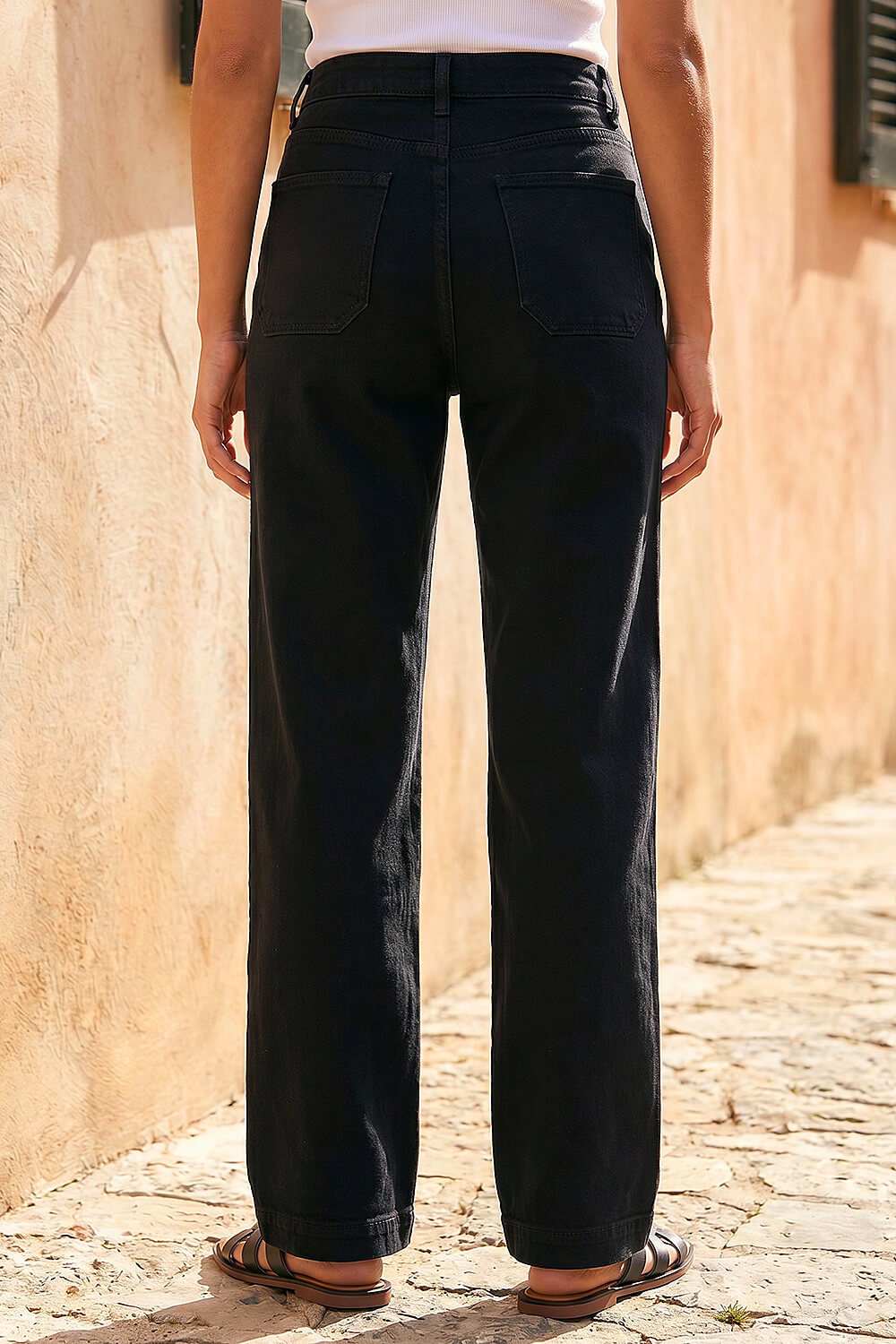 Black Wide Leg Stretch Denim Jeans, Image 4 of 4