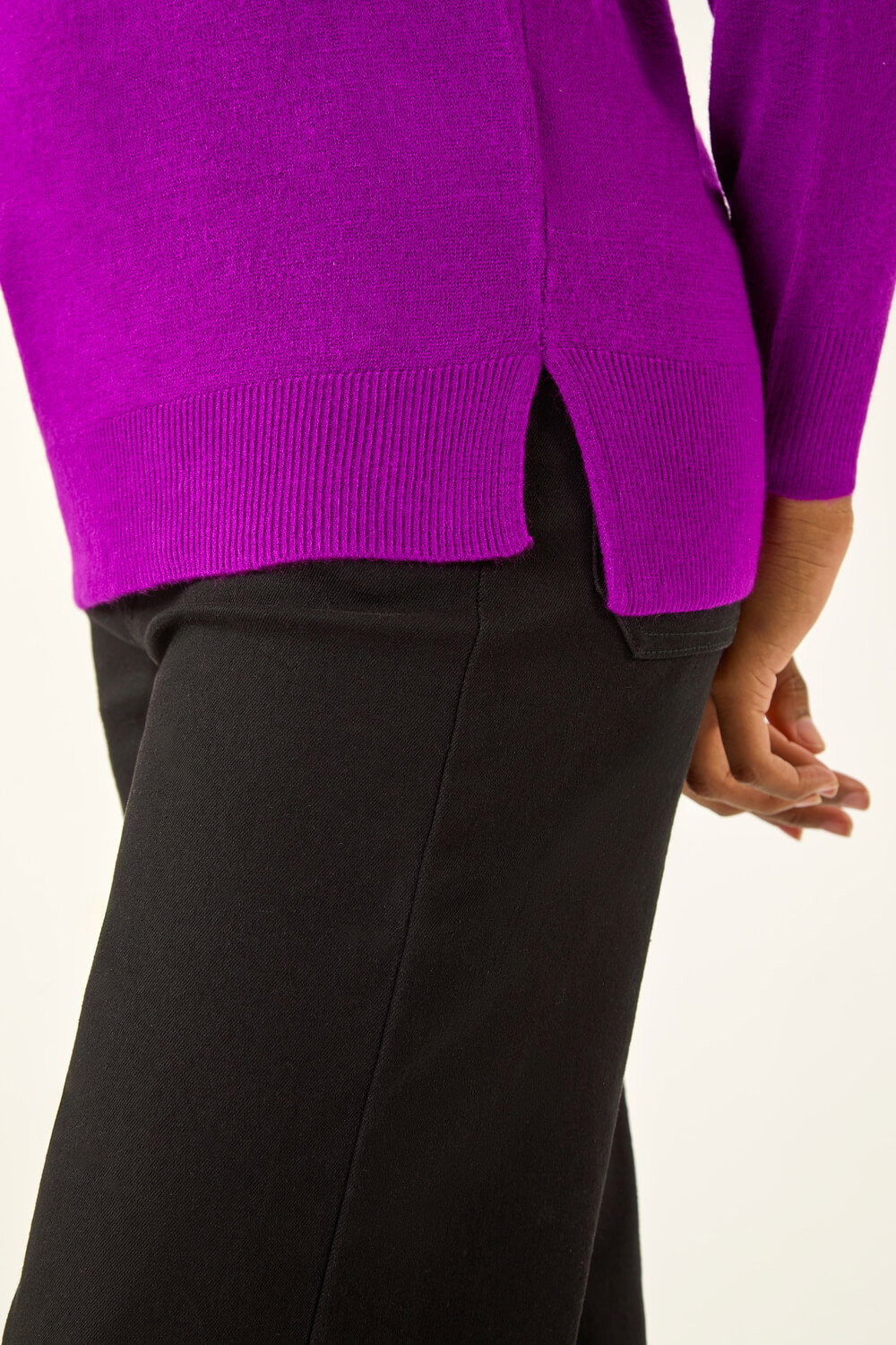 Magenta Plain Soft Crew Neck Jumper, Image 6 of 5