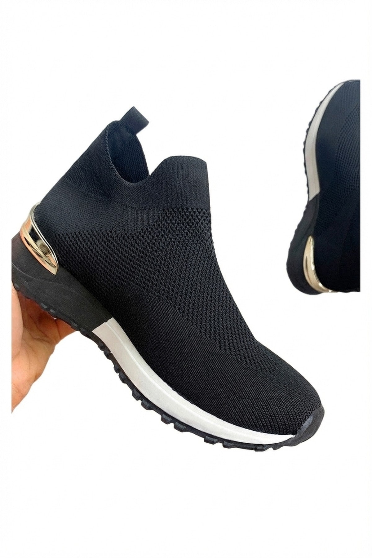 White iKrush White Jessi Slip On Sock Wedge Trainers, Image 4 of 8