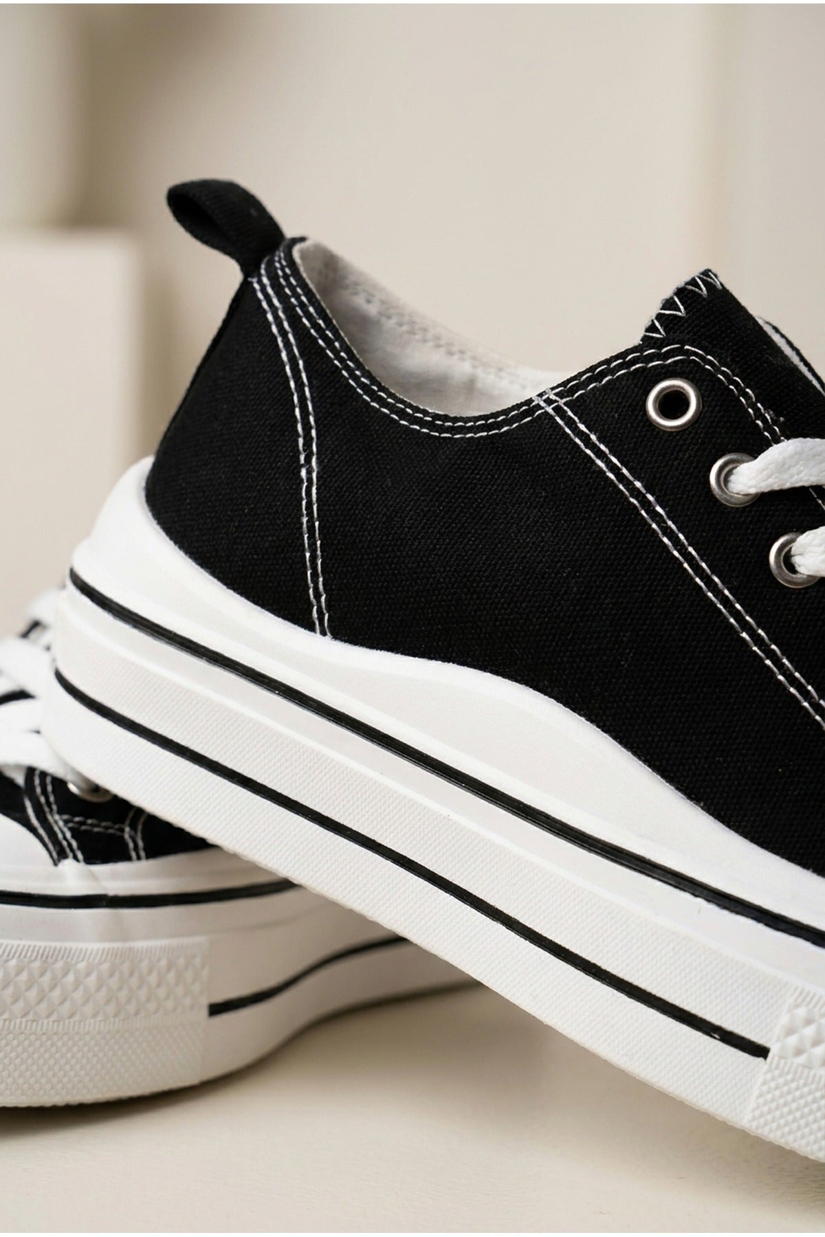 Black iKrush Black Saoirse Low Top Canvas Trainers, Image 3 of 8
