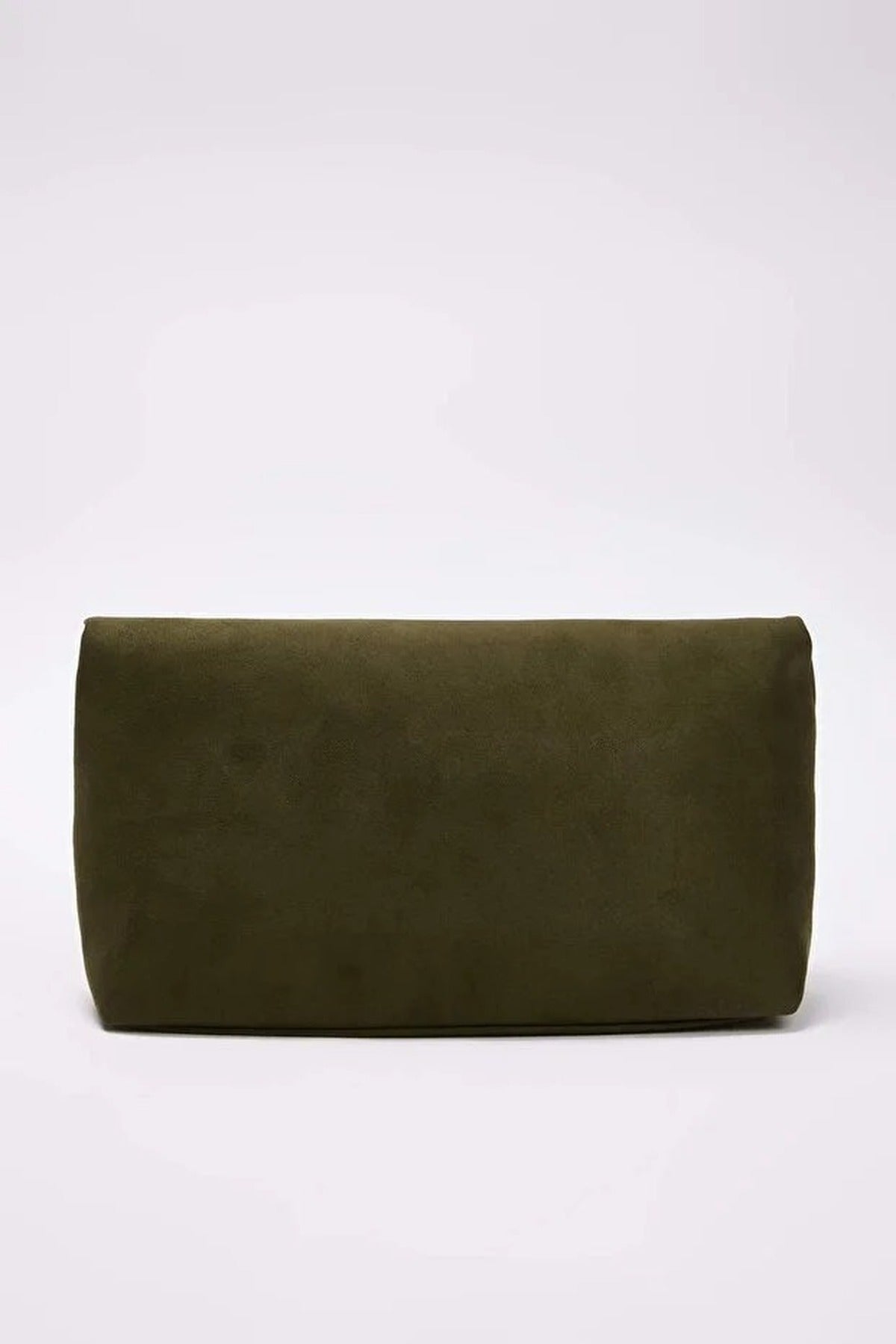 Khaki Soft Suede Foldover Clutch Bag, Image 5 of 5