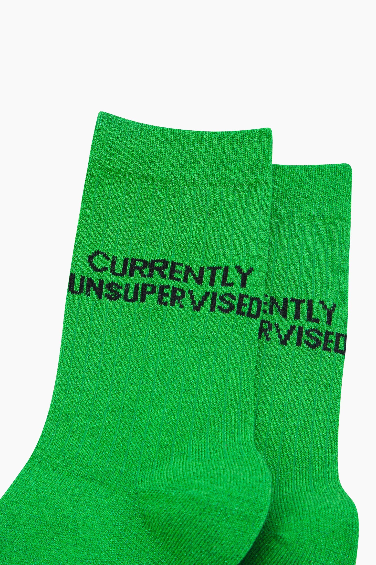 Lime Currently Unsupervised Cotton Glitter Socks, Image 2 of 4