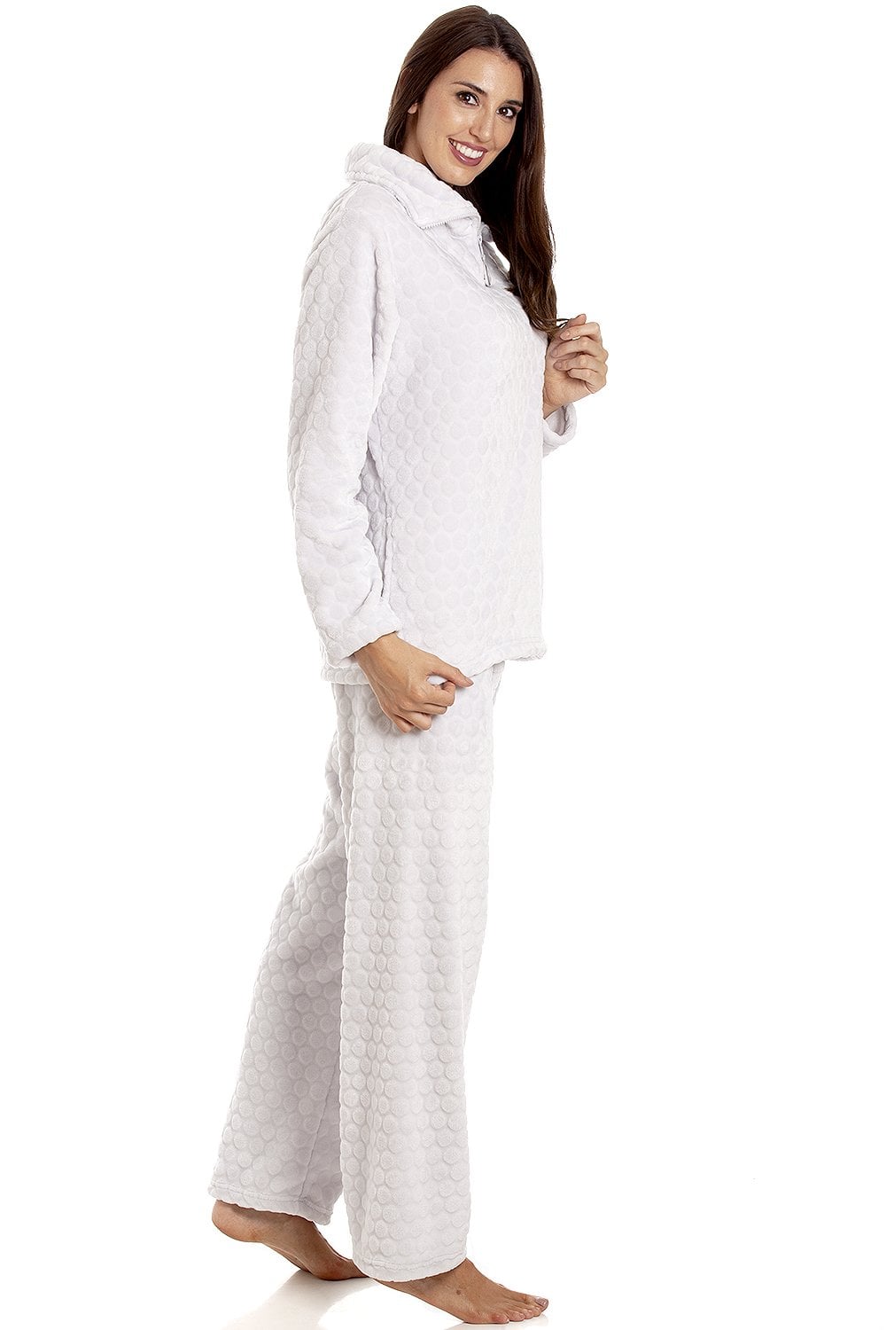 Light Grey Supersoft Two Piece Spot Print Pyjama Set, Image 1 of 4