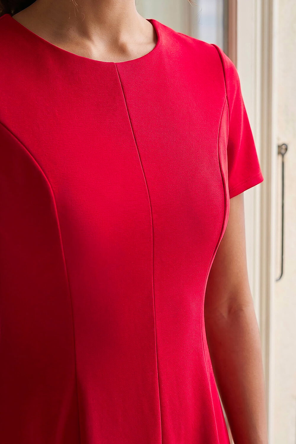 Red Petite Ponte Dress, Image 5 of 4