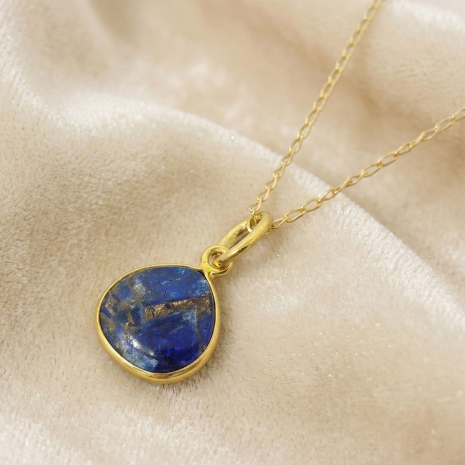 Metallic 18Ct Gold Vermeil Plated Sapphire September Birthstone Necklace