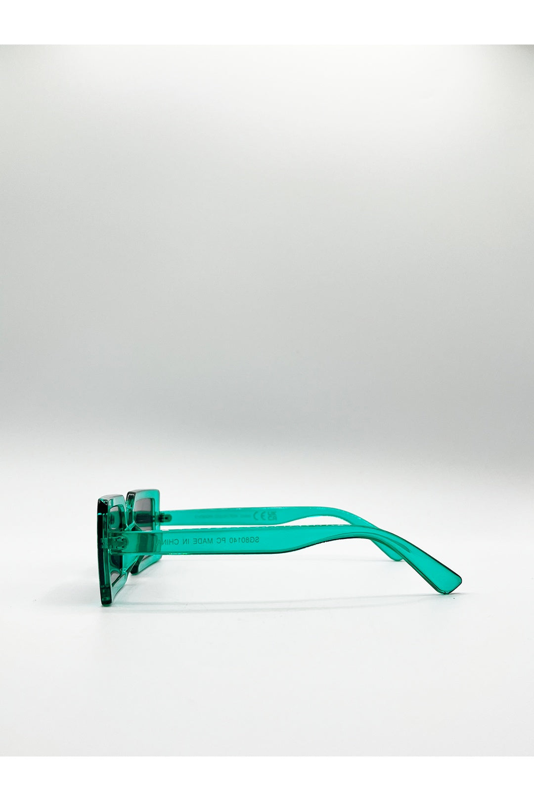Blue Light Blue Oversized Rectangle Plastic Frame Sunglasses, Image 3 of 7