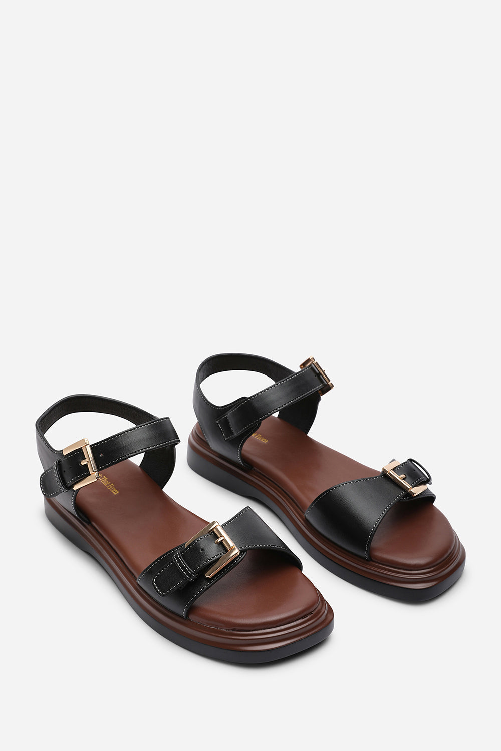 Black Circa Flatform Double Buckle Black Sandal, Image 4 of 6