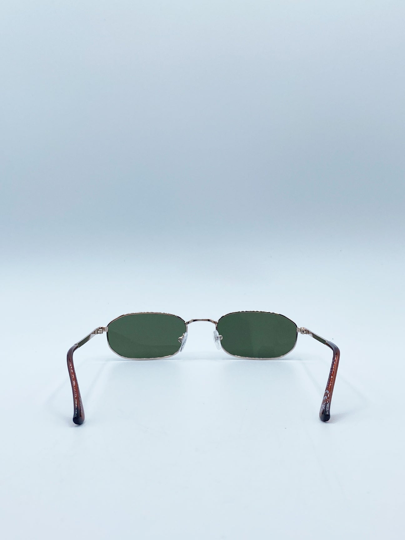 Gold Slim Metal Oval Frame in Gold with Khaki Lenses, Image 5 of 5
