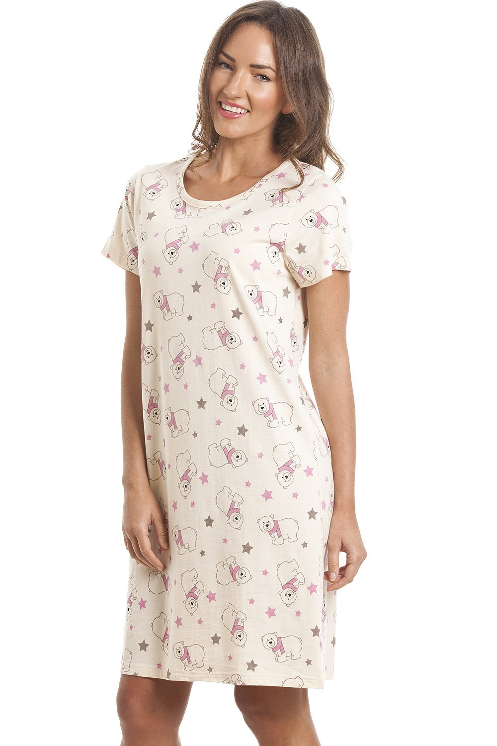 Ivory Polar Bear Print Cotton Nightshirt, Image 5 of 5