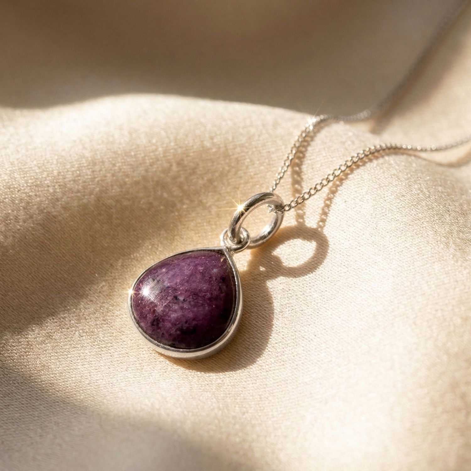 Silver Ruby July Birthstone Sterling Silver Necklace, Image 1 of 3