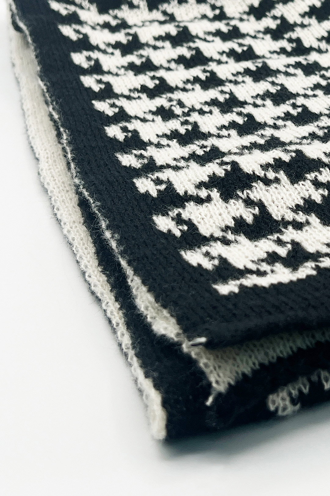 White Houndstooth Herringbone Double Sided Scarf, Image 3 of 3