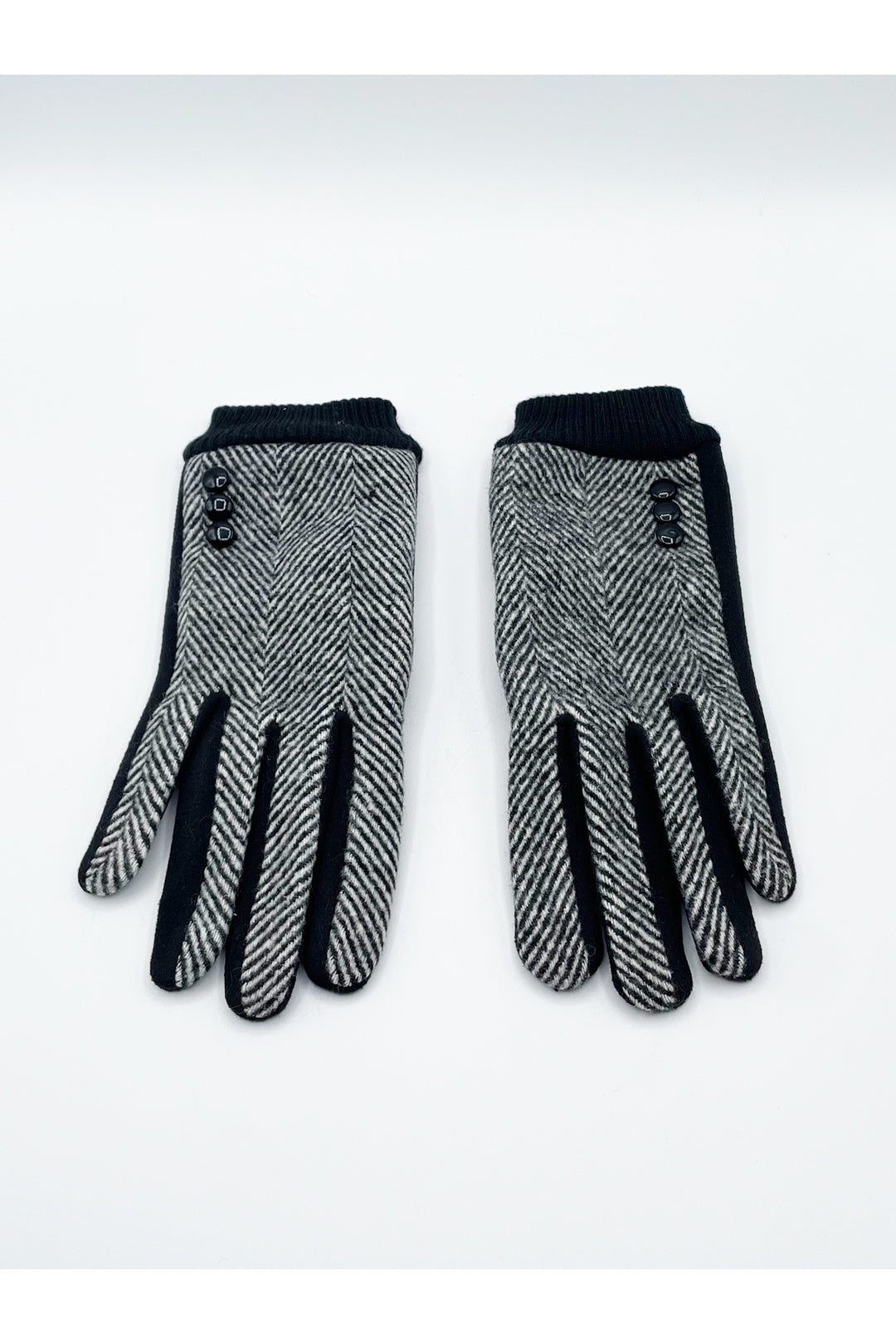 Black Herringbone Gloves, Image 4 of 5