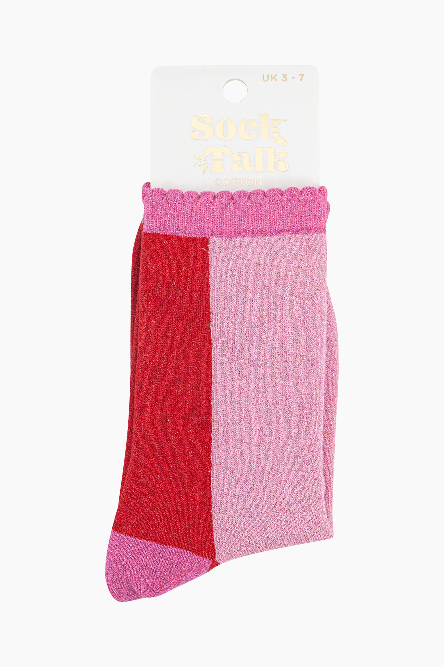 Red Colour Block Glitter Ankle Socks, Image 4 of 4