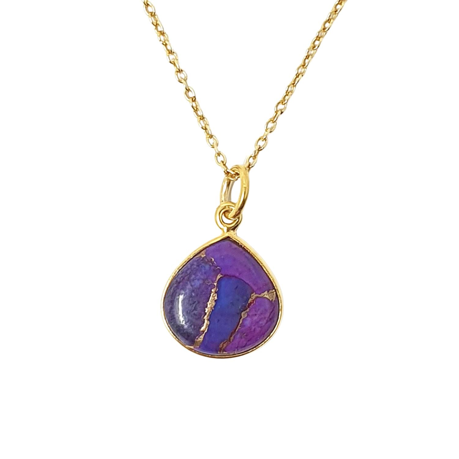Metallic 18Ct Gold Vermeil Heart Amethyst Pendant Necklace