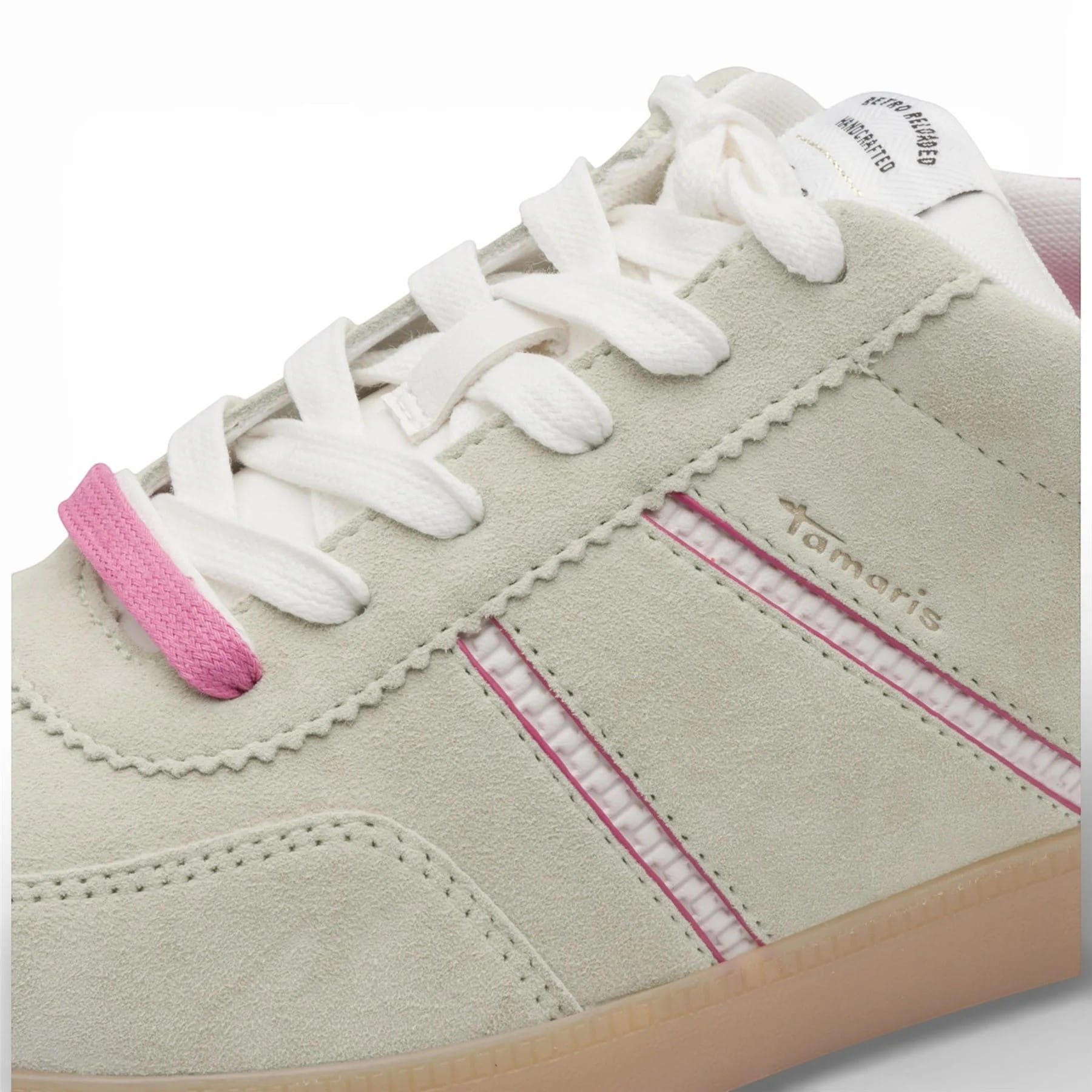 Green Womens Green Pink Leather Sneakers, Image 5 of 8