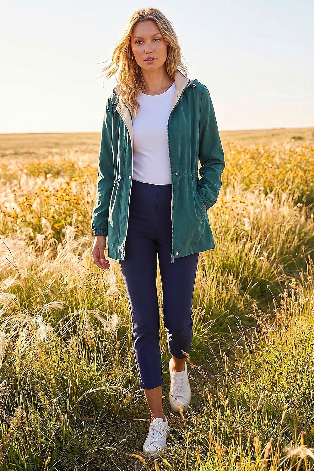 Teal Lightweight Hooded Jacket , Image 3 of 4