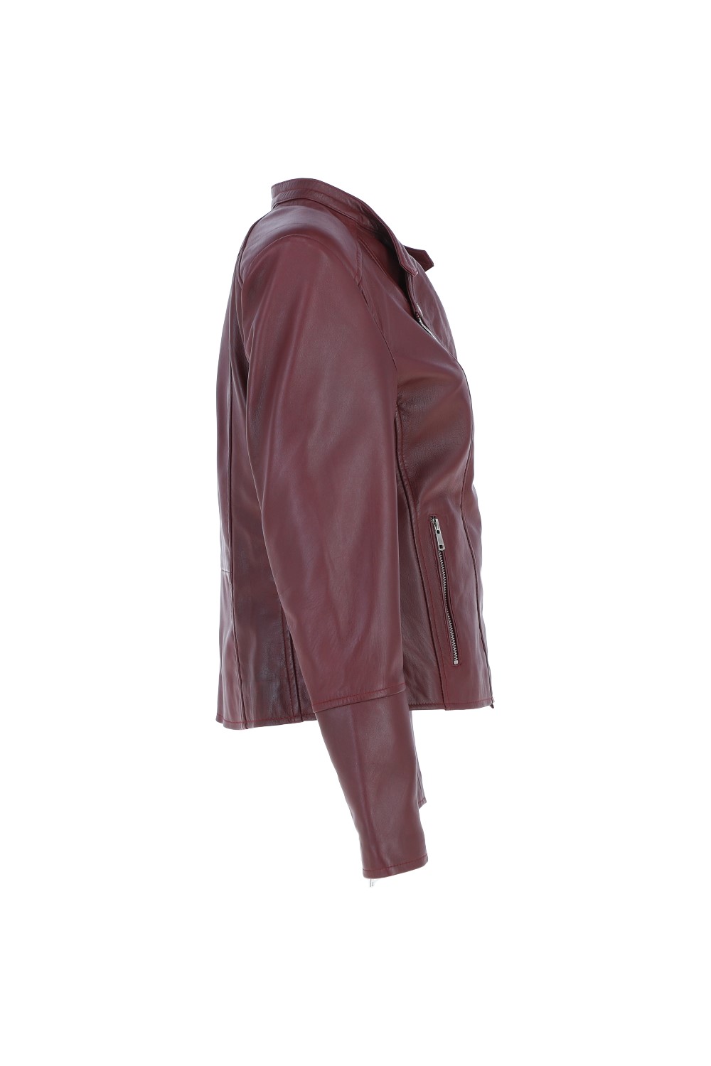 Burgundy Ashwood Leather Burgundy 'Vento' Real Leather Biker Jacket, Image 5 of 5