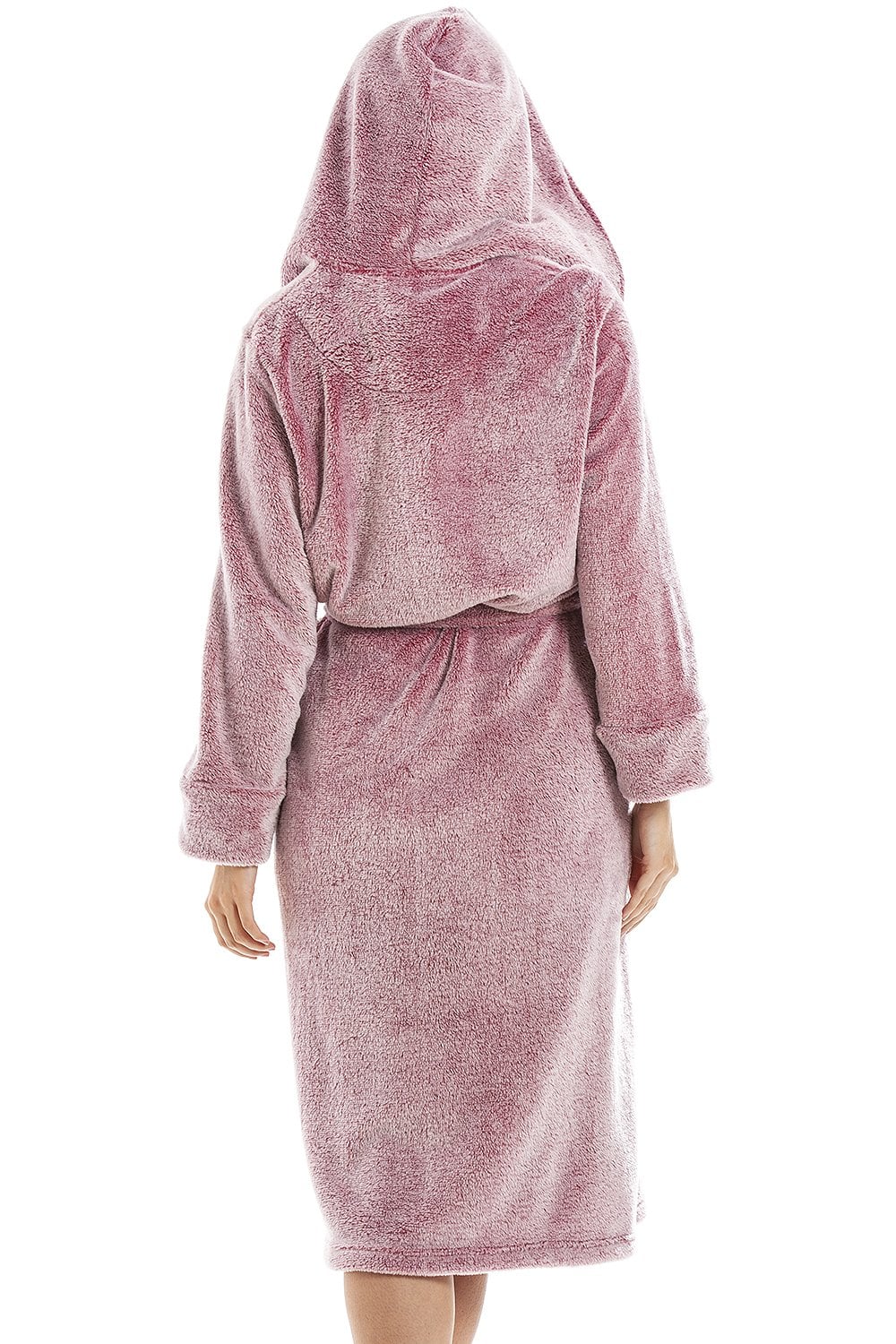 Burgundy Camille Lingerie Burgundy Deep Pile Full Length Fleece Bathrobe, Image 5 of 5
