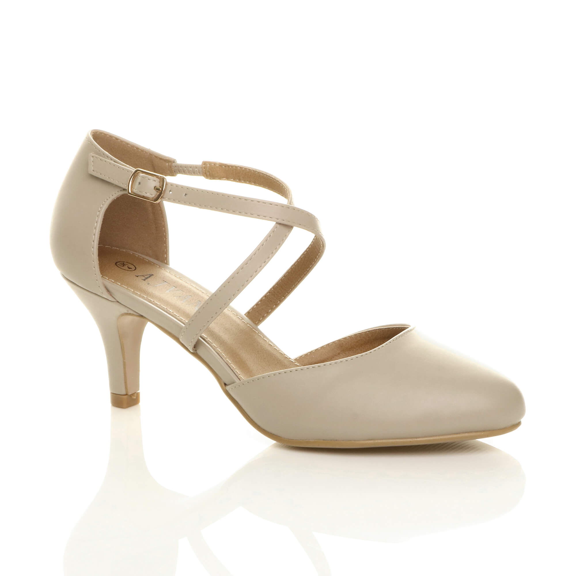 Black High Heel Crossed Straps Court Shoes
