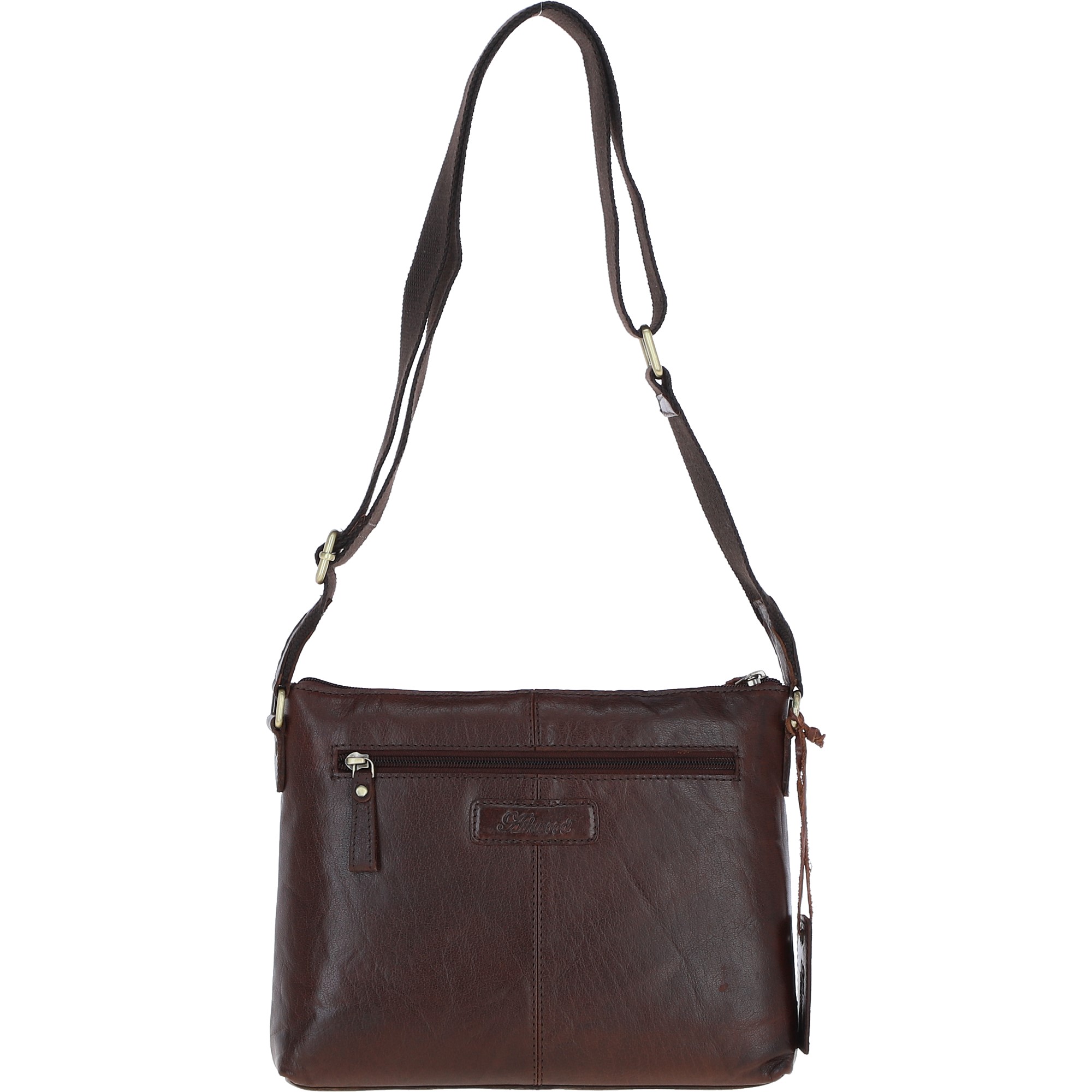 Dark Brown Exquisite Real Leather Cross Body Bag, Image 5 of 5