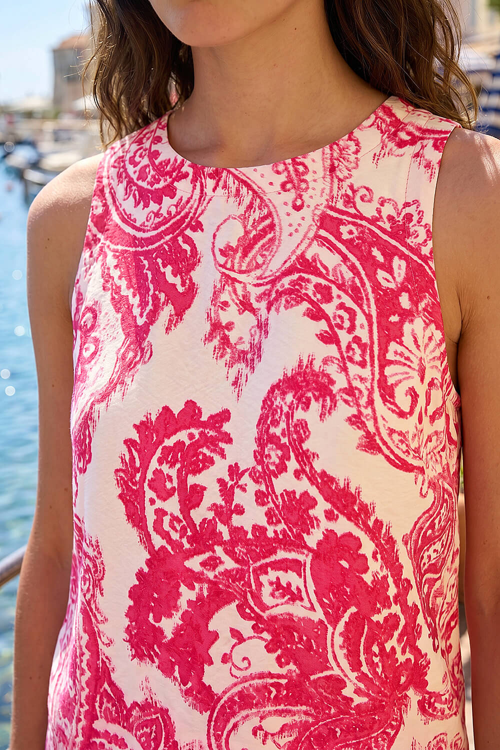 Pink Paisley Print Shell Top, Image 5 of 4