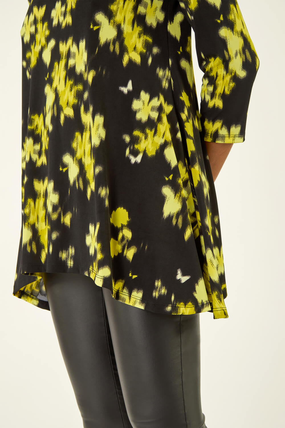 Yellow Floral Print Hanky Hem Top, Image 6 of 5