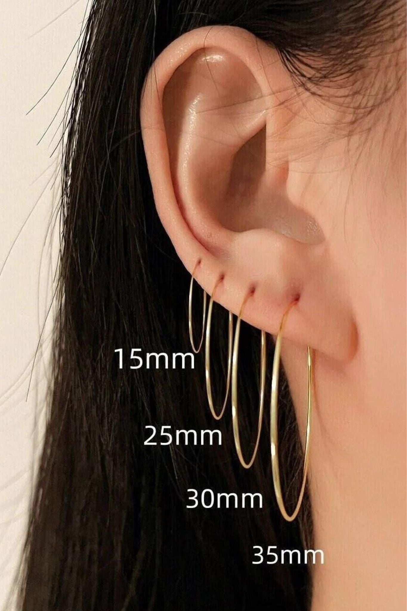 Gold 14K Gold Plated Thin Hoops, Image 2 of 8