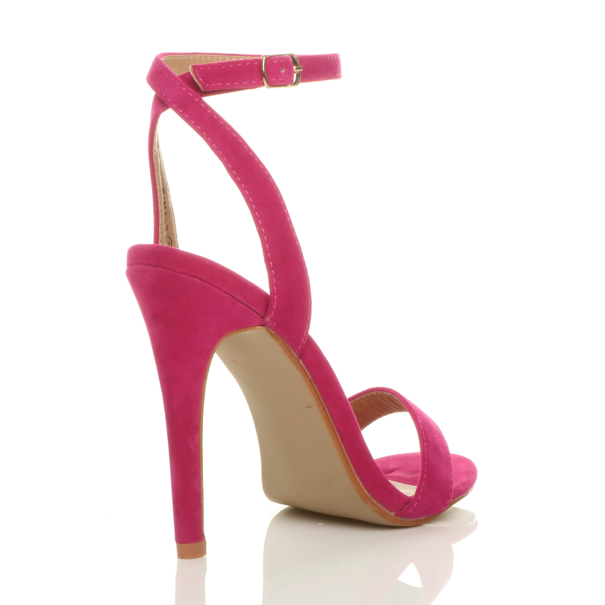 Fuchsia AJVANI Fuchsia High Heel Ankle Strap Barely There Sandals, Image 4 of 6