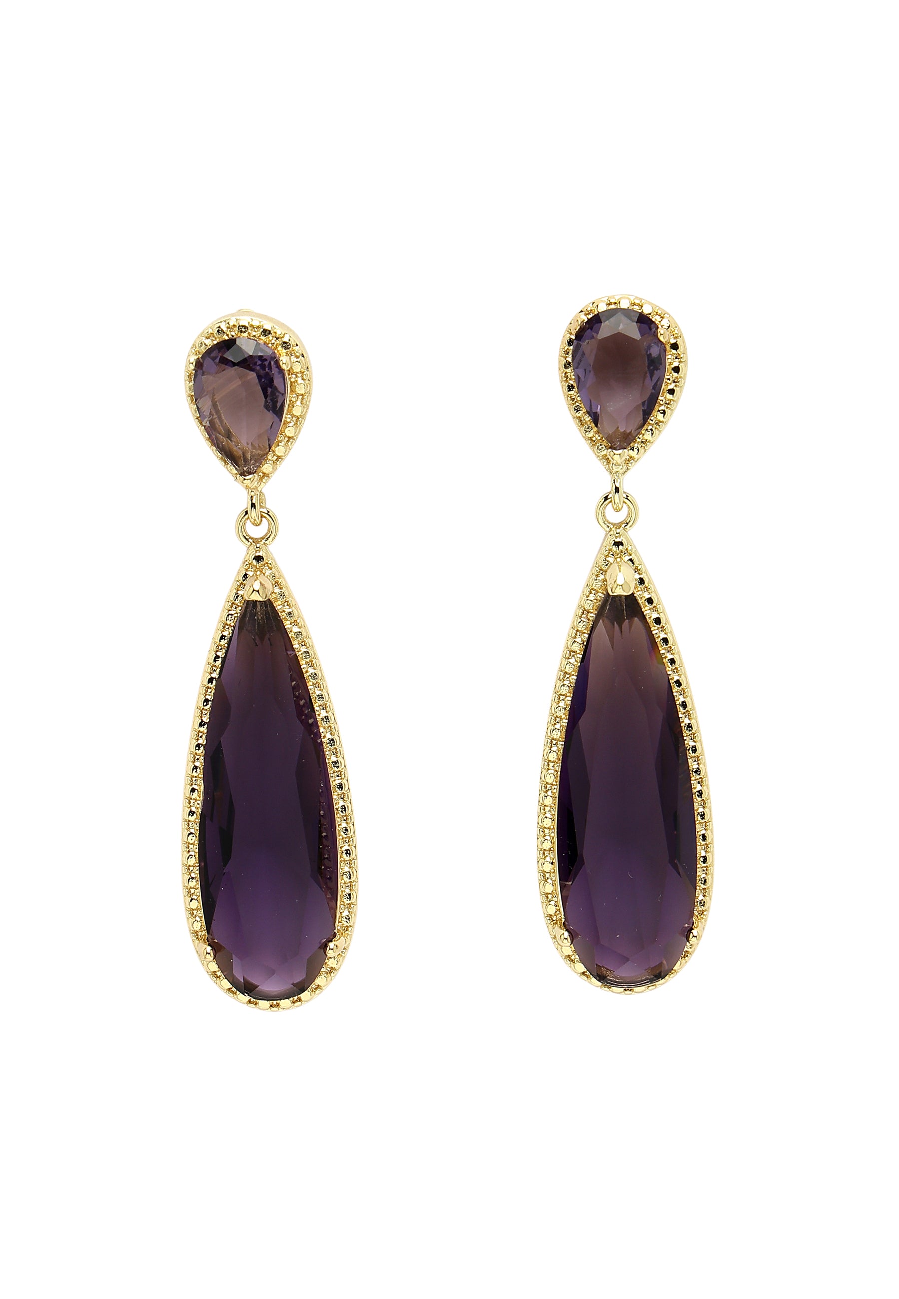 Purple Diva Collection Sleek Water Droplet Dangle Earrings