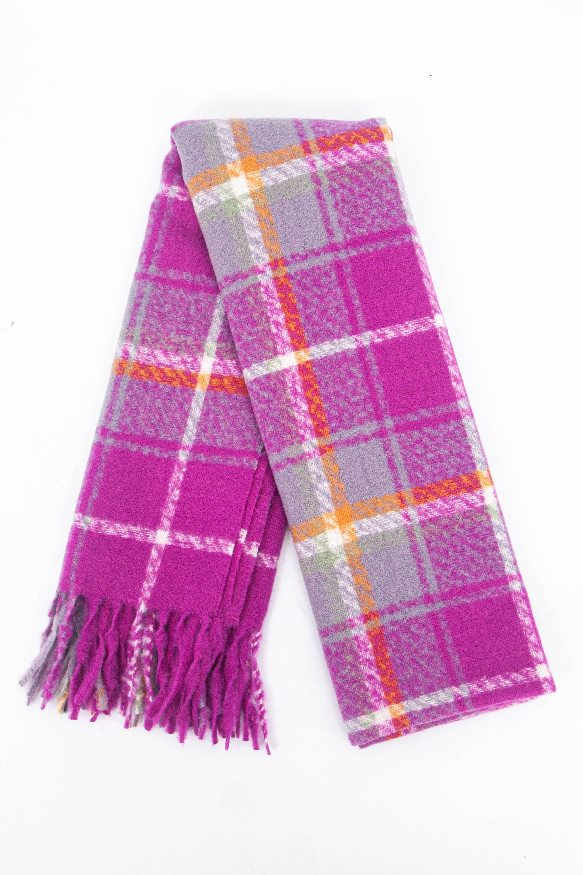 Violet Traditional Tartan Check Winter Scarf, Image 2 of 4