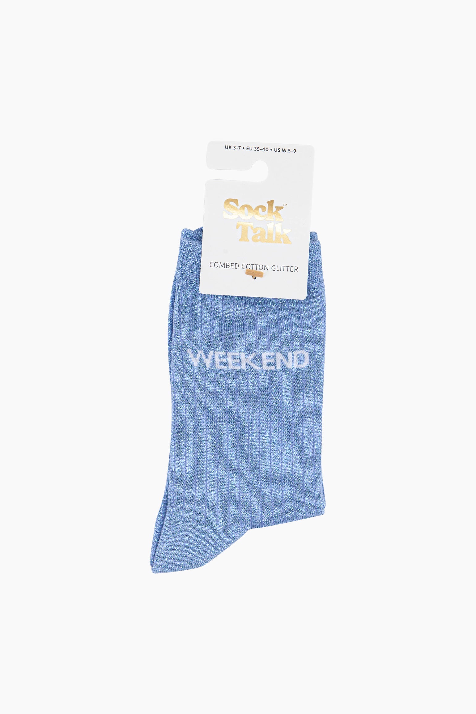 Light Blue Weekend Combed Cotton Glitter Socks, Image 4 of 4