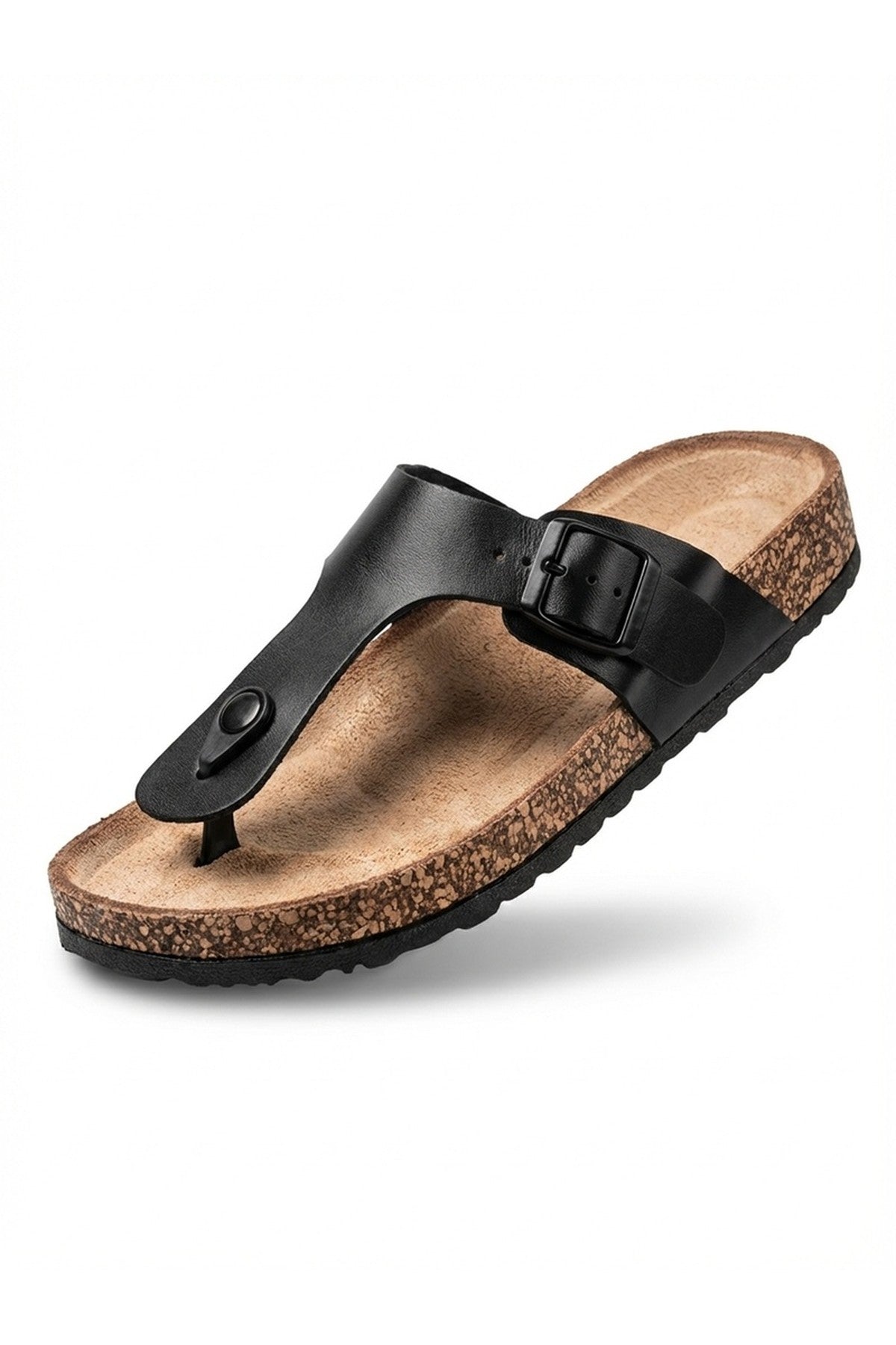 Black iKrush Black Jules Cork Base Buckle Sandal, Image 4 of 5