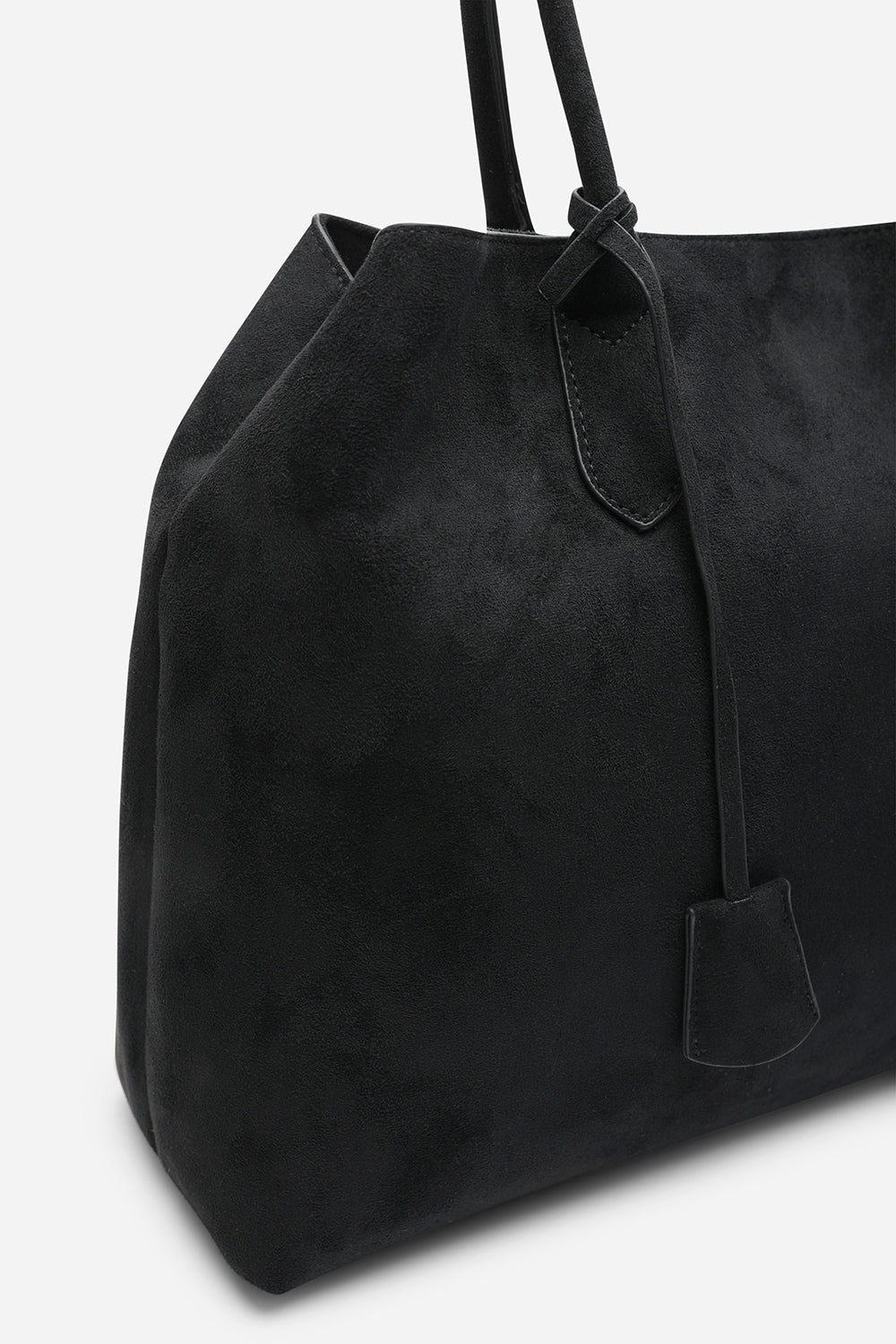 Black Where's That From Black 'Drift' Suede Slouchy Shoulder Tote Bag, Image 4 of 7