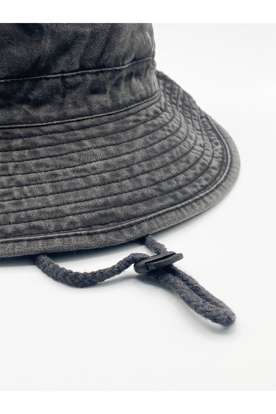Dark Grey Grey Distressed Denim Safari Bucket Hat with Toggle Adjuster, Image 3 of 3