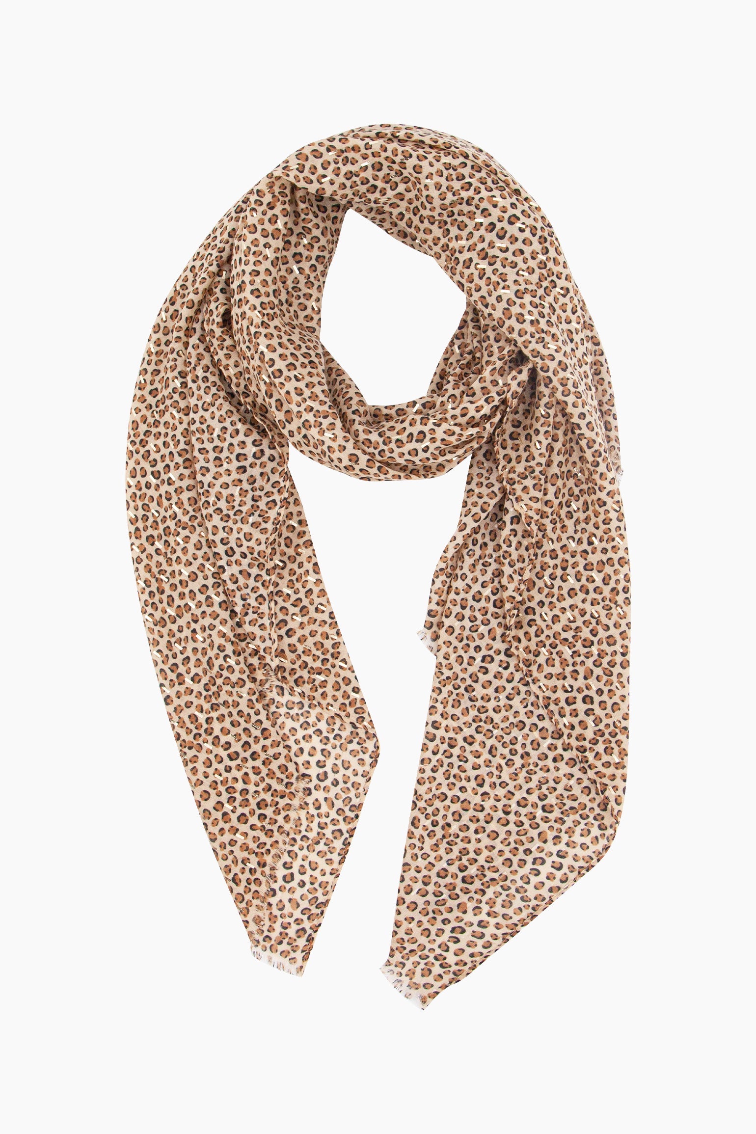Tan Leopard Print Lightweight Scarf, Image 1 of 4