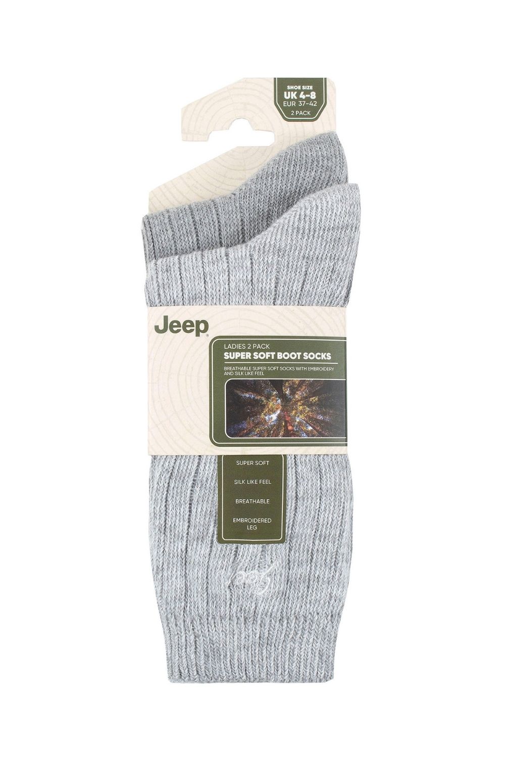 Grey 2 Pack Performance Polyester Boot Socks, Image 2 of 3