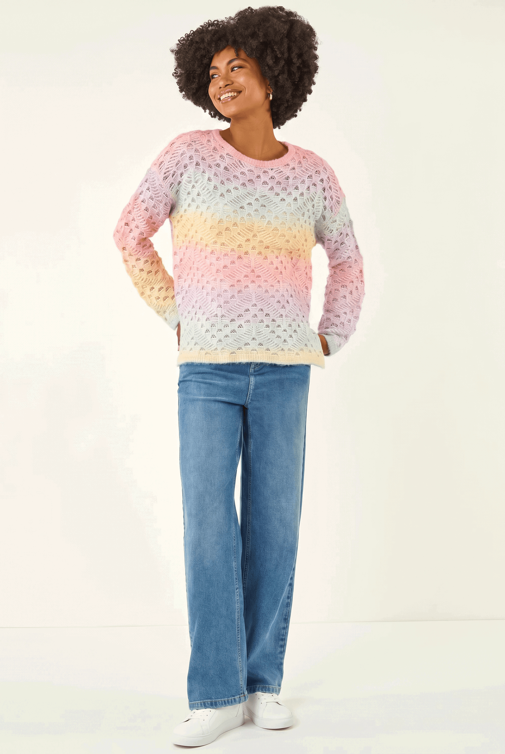 Multi Ombre Rainbow Knit Jumper, Image 1 of 5