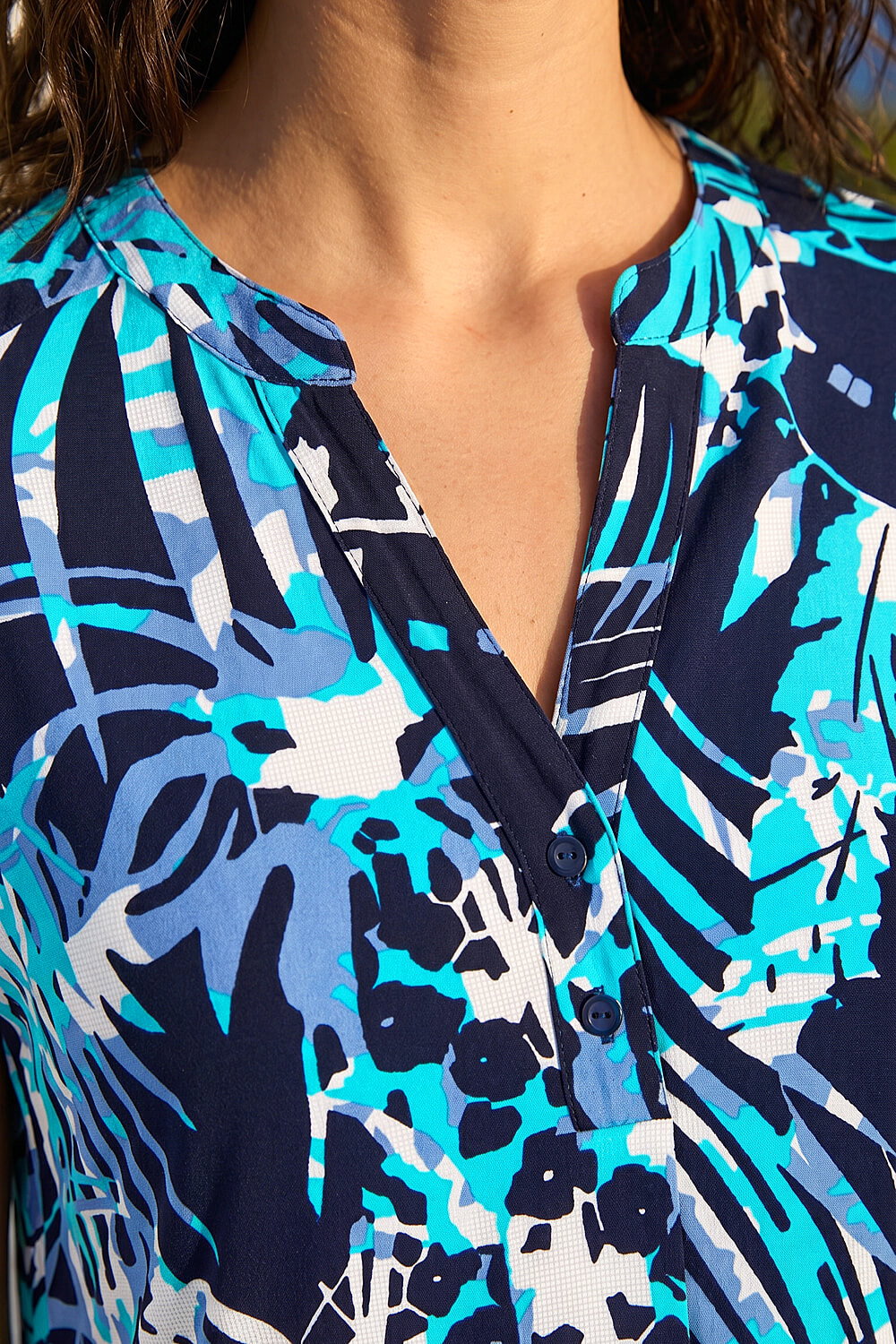 Blue Textured Abstract Print Top, Image 5 of 4