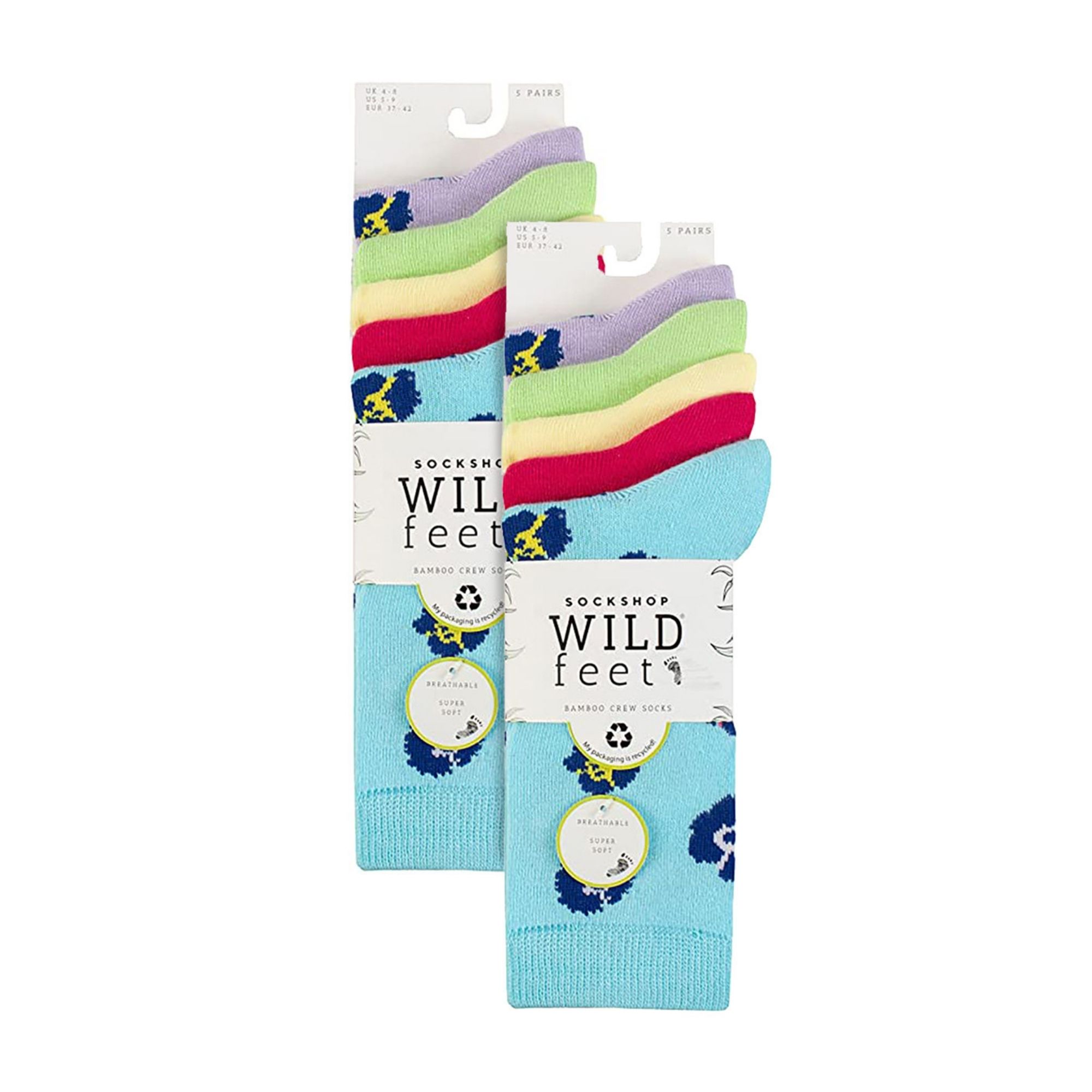Multi 10 Pairs Bamboo Crew Socks with Patterns, Image 3 of 3