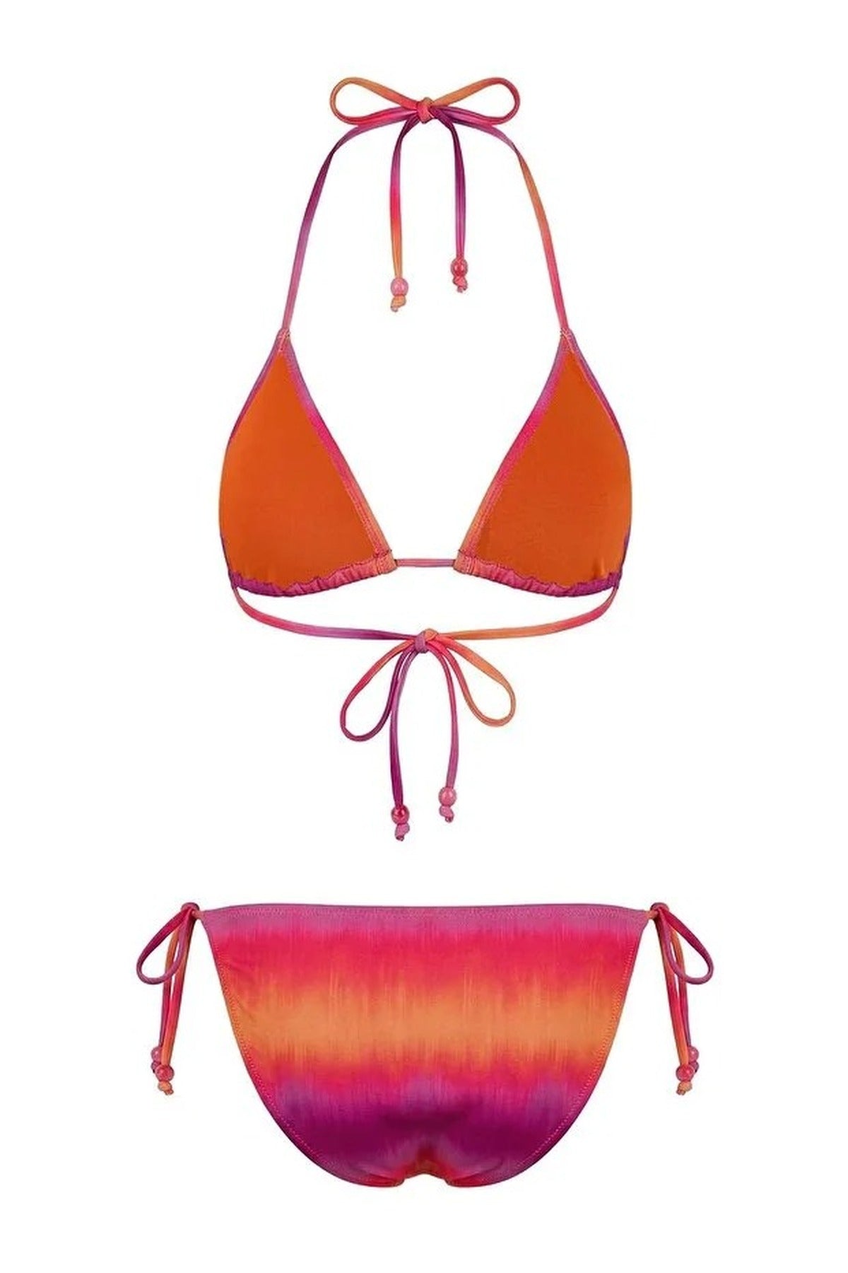 Multi WOVCOR Multi Abstract Print Triangle Bikini Set with Tie Side, Image 3 of 4