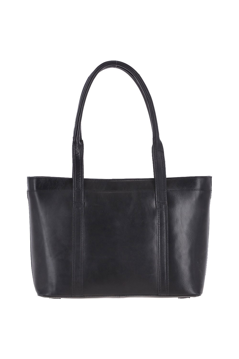 Black Vegetable Tanned Real Leather Tote Bag, Image 3 of 3