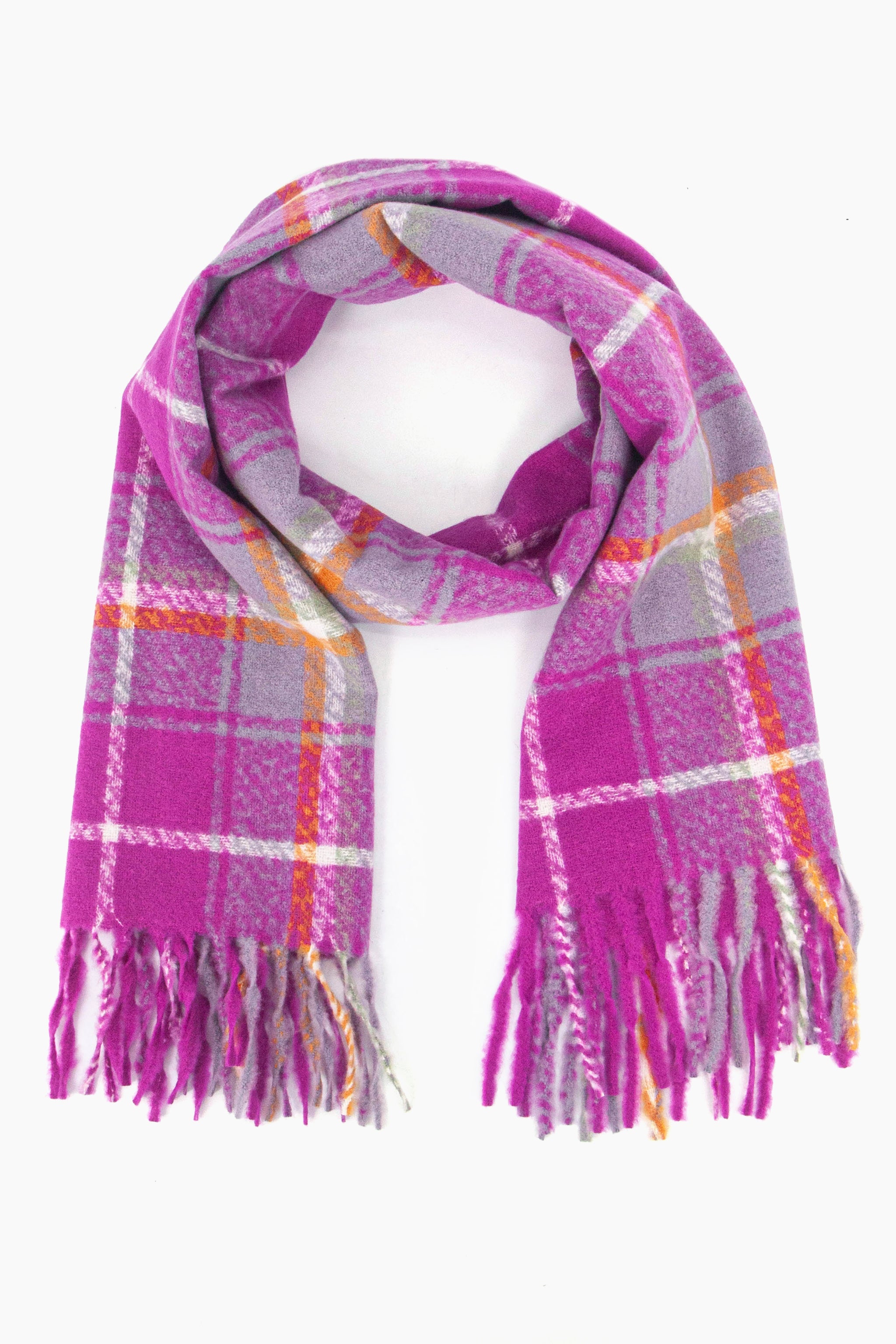 Violet Traditional Tartan Check Winter Scarf, Image 1 of 4