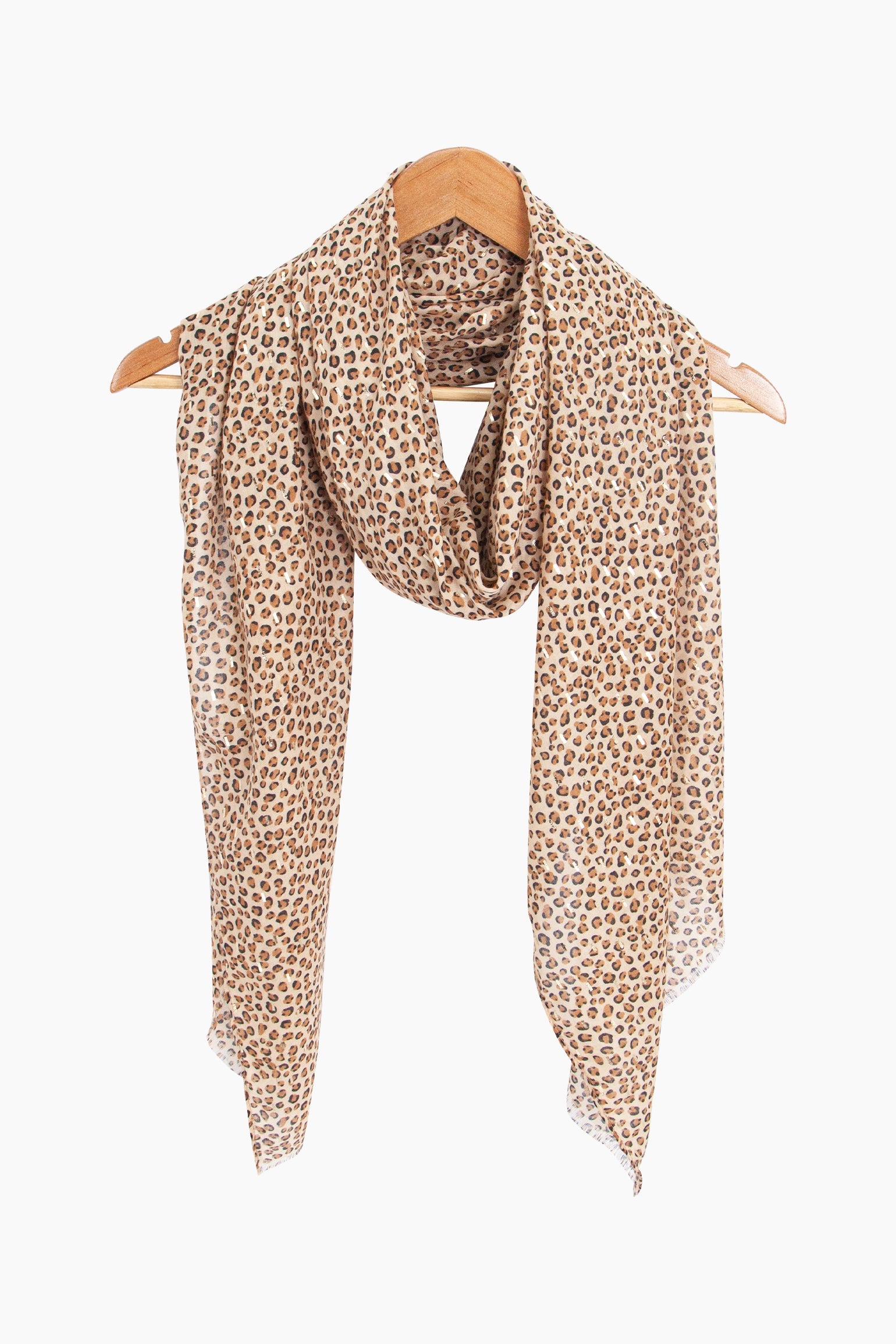 Tan Leopard Print Lightweight Scarf, Image 4 of 4