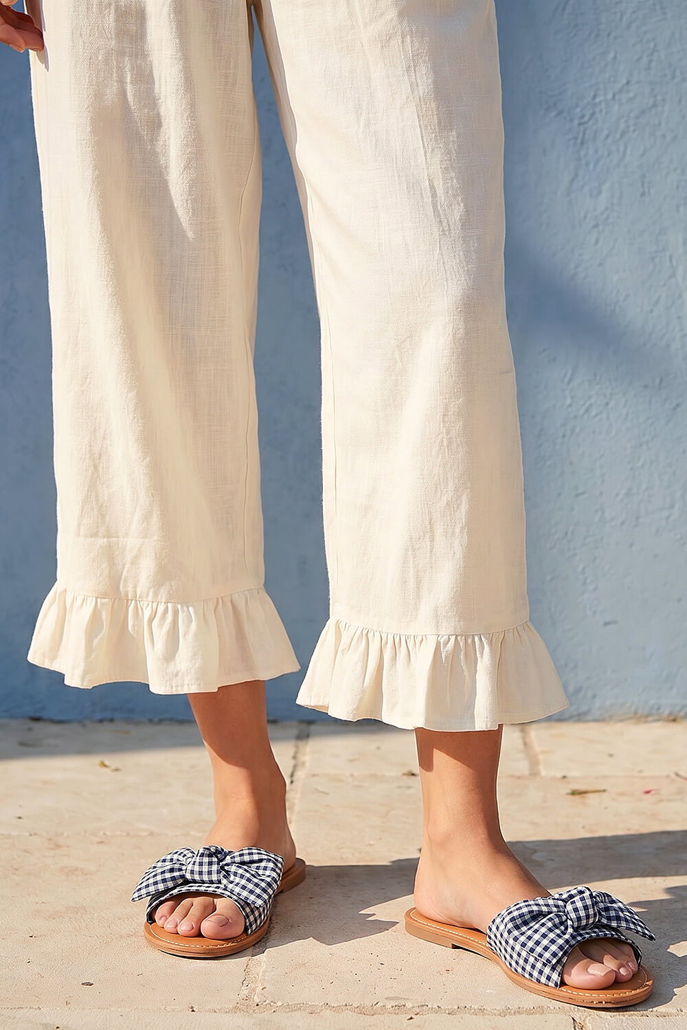 Ivory  Petite Cropped Frill Hem Trouser, Image 5 of 4