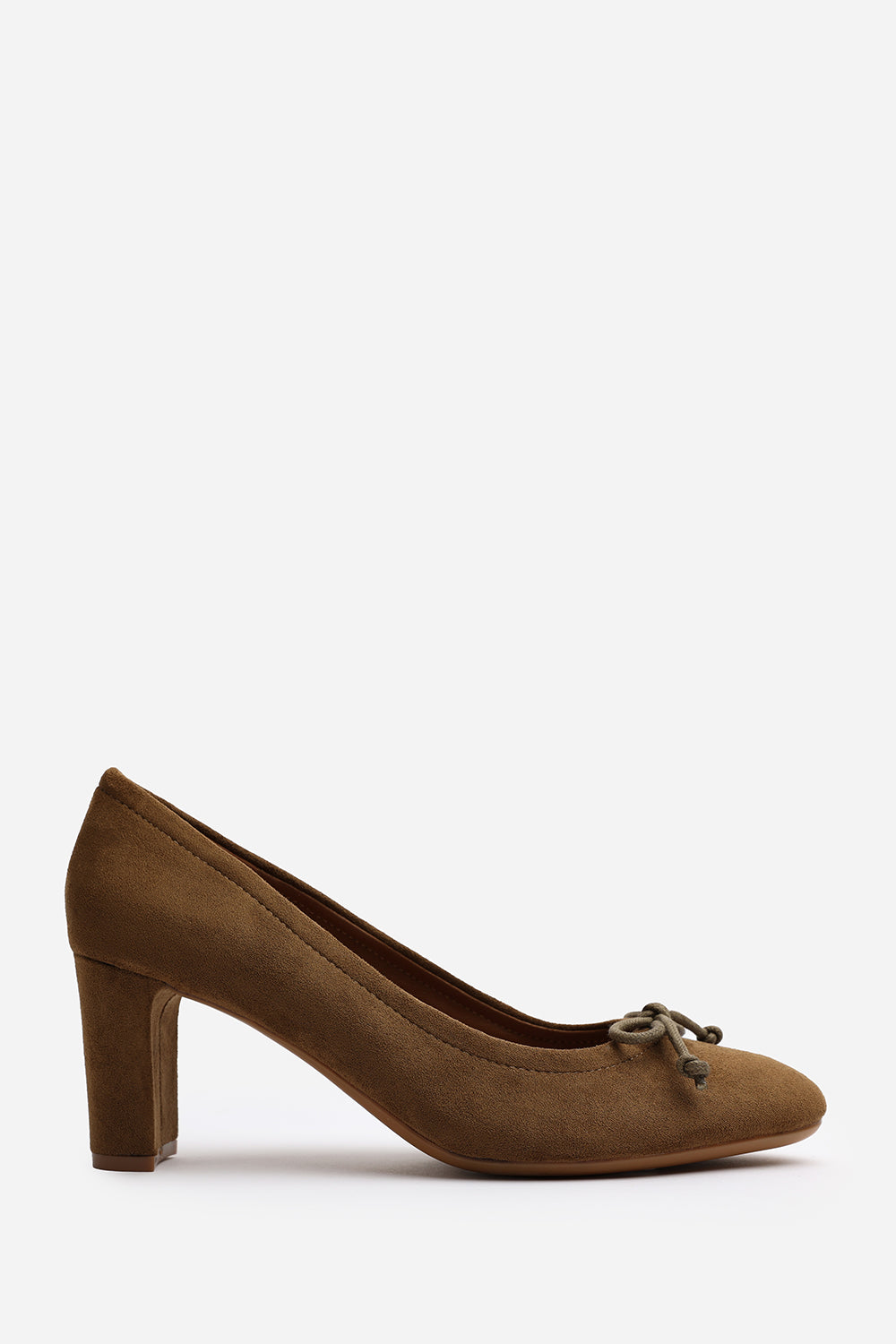 Khaki 'Primrose' Block Heel Court Shoe, Image 2 of 6